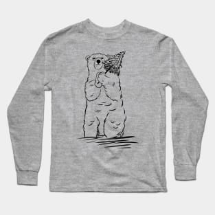 a bear carrying a christmas tree Long Sleeve T-Shirt